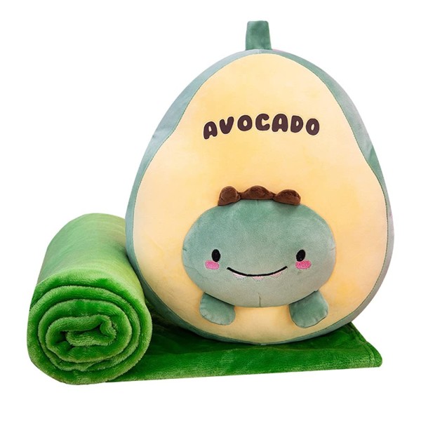 Jucarie de plus multifunctionala in forma de avocado 40 cm, Paturica pufoasa 155 x 100 cm si buzunare pentru maini, Verde, CPP8