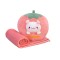 Jucarie de plus multifunctionala in forma Strawberry Cat 40 cm, Paturica pufoasa 155 x 100 cm si buzunare pentru maini, Maro, CPP10