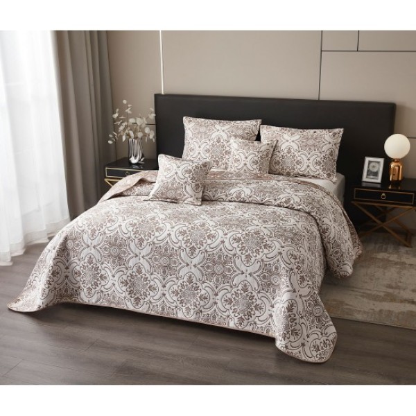 Cuvertură 5 Piese pat dublu din Bumbac Finet, 5 piese, Model frunze, cuvertura de pat 230x250cm, CVP6 Cuvertură 5 Piese pat dublu din Bumbac Finet, 5 piese, Model frunze, cuvertura de pat 230x250cm, CVP6