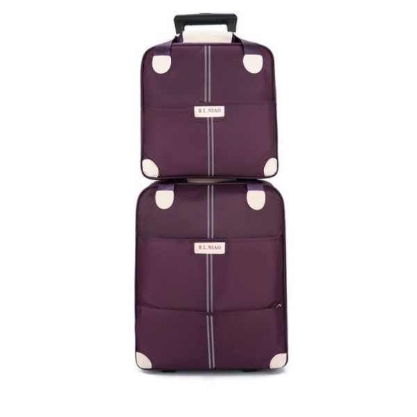 Set Avion de bagaje din două piese cu geantă de mână de călătorie cu două Roți, 20 inch din pânză Oxford, Mov, SEA3