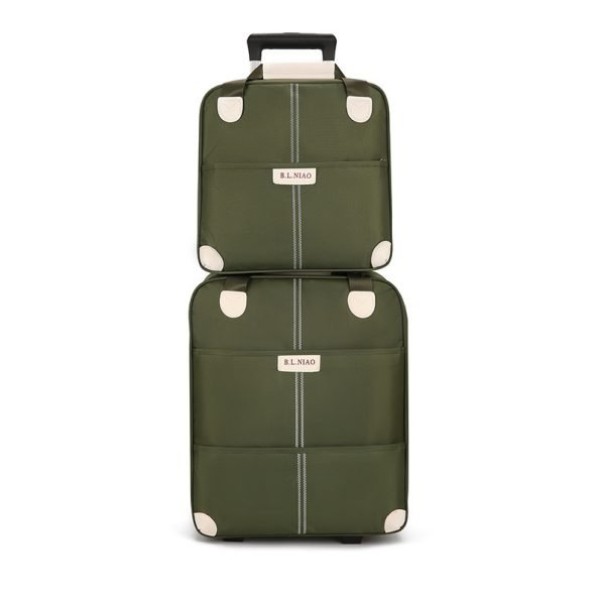 Set Avion de bagaje din două piese cu geantă de mână de călătorie cu două Roți, 20 inch din pânză Oxford, Verde, SEA5