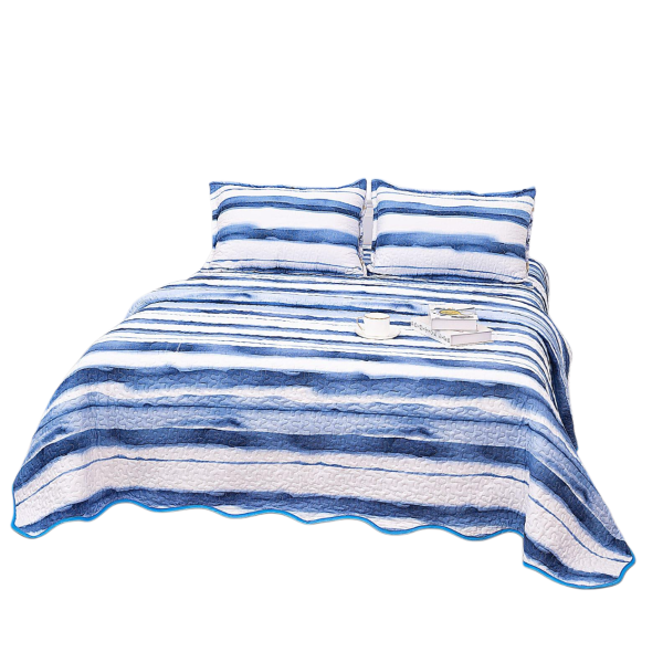 Cuvertura cu DOUĂ FEȚE pentru pat dublu din Bumbac Satinat cu model, Matlasata, 220x240cm, CVT4