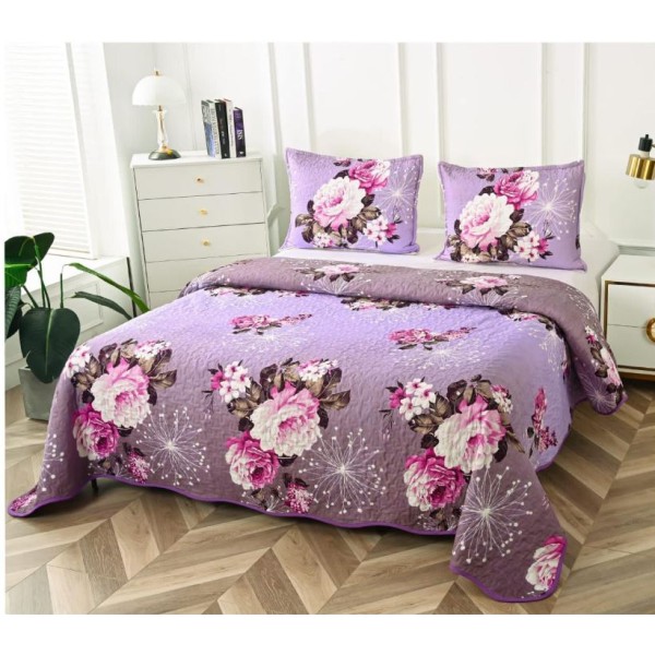 Cuvertura cu DOUĂ FEȚE pentru pat dublu din Bumbac Satinat cu model, Matlasata, 230x250cm, CVT34 Cuvertura cu DOUĂ FEȚE pentru pat dublu din Bumbac Satinat cu model, Matlasata, 230x250cm, CVT34