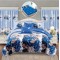 Set Lenjerie Eleganta si 2 Draperii pentru pat dublu din Bumbac Finet compus din 8 piese, Cearceaf de pat cu elastic 180x200cm+25cm, NW24