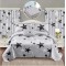 Set Lenjerie Eleganta si 2 Draperii pentru pat dublu din Bumbac Finet compus din 8 piese, Cearceaf de pat cu elastic 180x200cm+25cm, NW26