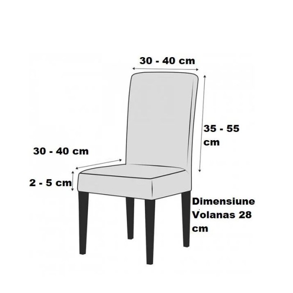 Set 6 huse elastice Multielastice Jacquard pentru scaune, cu volane, SCU16