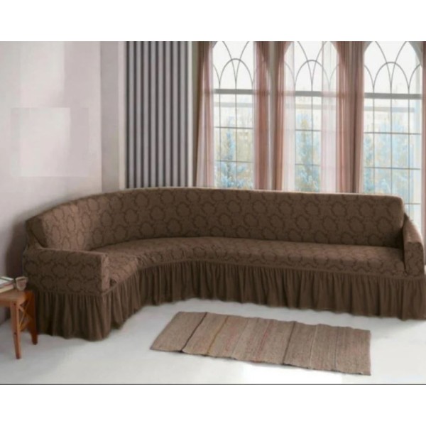 Husa elastica pentru coltar, model Jacquard, cu volanas, SCU20
