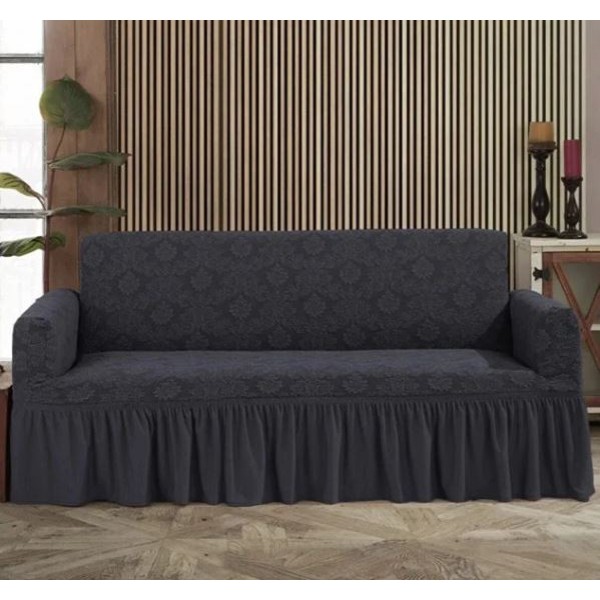 Husa elastica pentru canapea 3 locuri, cu volanas, model Jacquard, SCU27