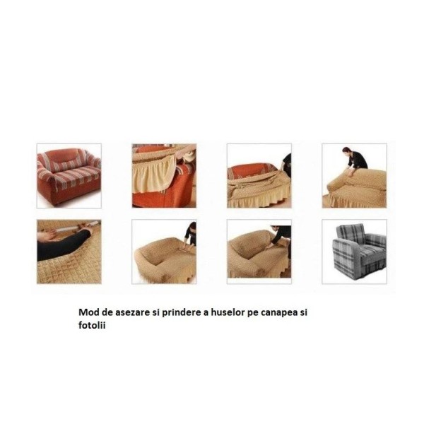 Husa elastica pentru fotoliu, cu volanas si model Jacquard, SCU34 Husa elastica pentru fotoliu, cu volanas si model Jacquard, SCU34