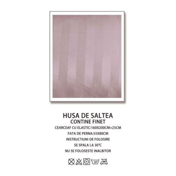 Husa de pat tip Damasc cu Elastic cu 2 fete de perna,Primavara, 160x200 cm+25cm, EE056