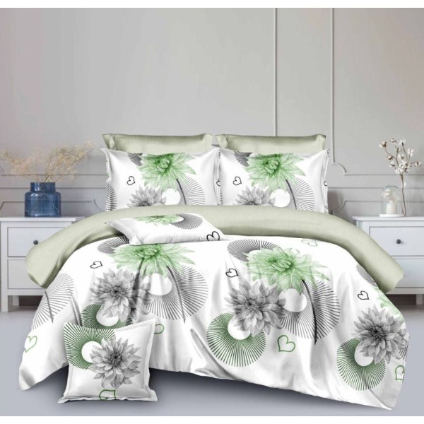 Set Lenjerie Eleganta pentru pat dublu din Bumbac Finet compus din 8 piese, Cearceaf de pat 220x240cm, SNH26