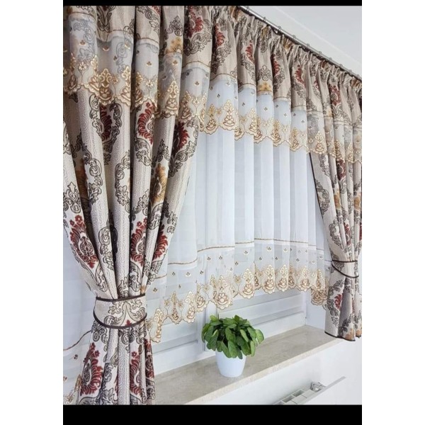Set unic de perdele Plus draperii decorative pentru sufragerie dormitor, 4 Metri Pe 160cm, PRD-51 Set unic de perdele Plus draperii decorative pentru sufragerie dormitor, 4 Metri Pe 160cm, PRD-51