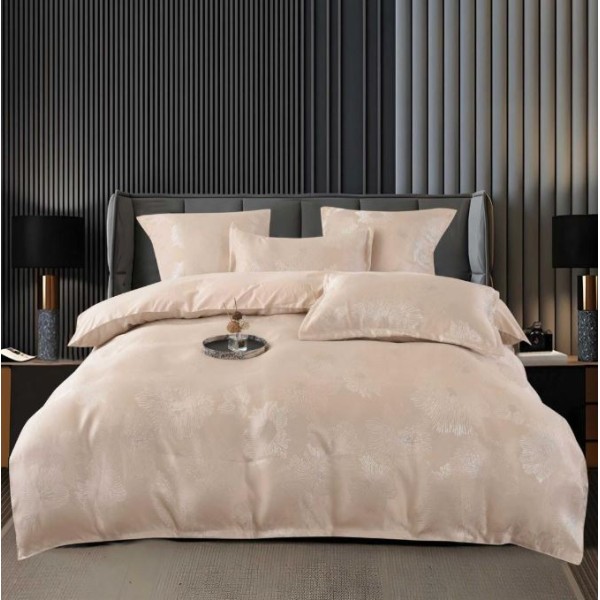 Set Lenjerie Eleganta pentru pat dublu din Jacquard Satinat, compus din 6 piese, Cearceaf de pat 220x240cm, JK7