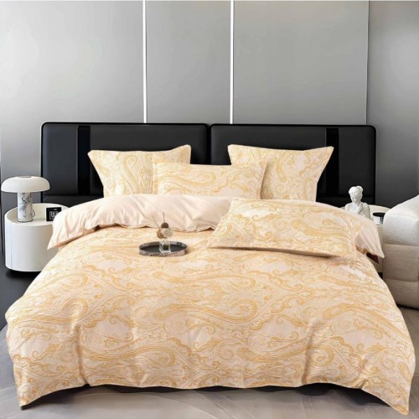 Set Lenjerie Eleganta pentru pat dublu din Jacquard Satinat, compus din 6 piese, Cearceaf de pat 220x240cm, JK12