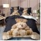 Set Lenjerie Eleganta 3D, Pentru 2 persoane, Bumbac Satinat Premium , 6 piese, cearceaf pentru pat 230×250cm, PL-15