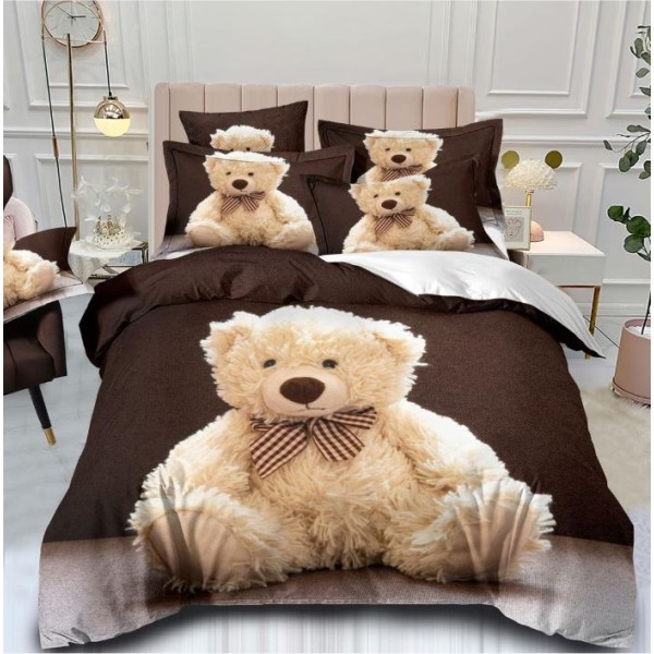 Set Lenjerie Eleganta 3D, Pentru 2 persoane, Bumbac Satinat Premium , 6 piese, cearceaf pentru pat 230×250cm, PL-16