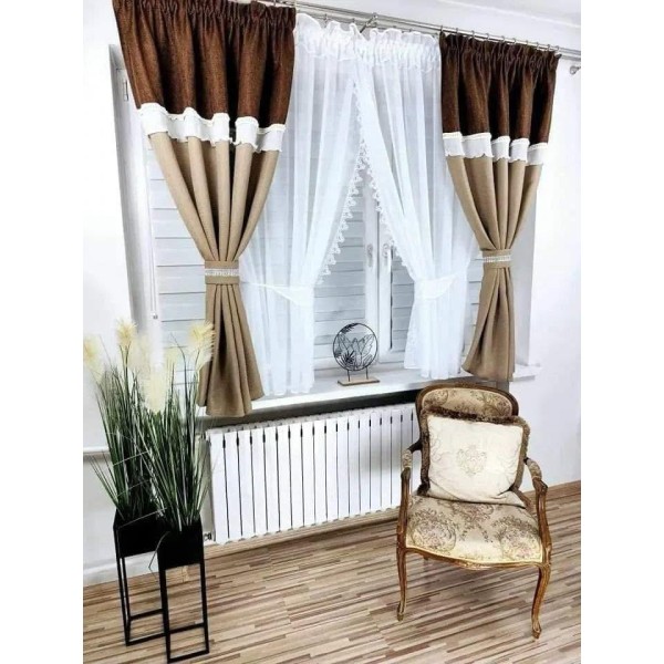 Set unic de perdele Plus draperii decorative pentru sufragerie dormitor, 4 Metri Pe 160cm, PRD-53 Set unic de perdele Plus draperii decorative pentru sufragerie dormitor, 4 Metri Pe 160cm, PRD-53