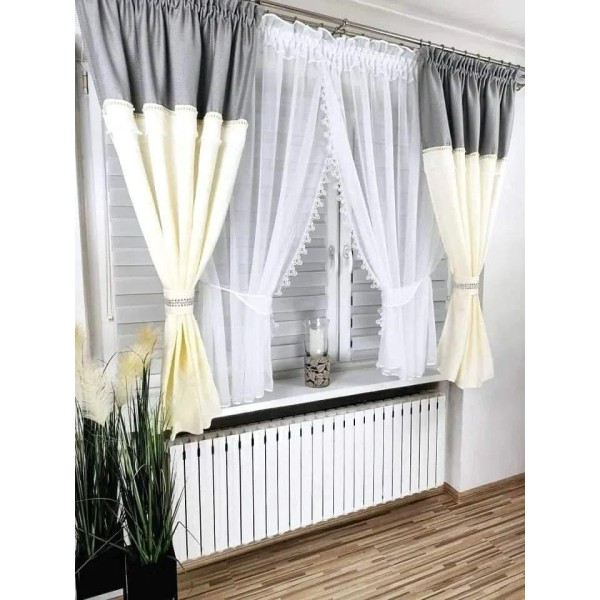 Set unic de perdele Plus draperii decorative pentru sufragerie dormitor, 4 Metri Pe 160cm, PRD-54 Set unic de perdele Plus draperii decorative pentru sufragerie dormitor, 4 Metri Pe 160cm, PRD-54