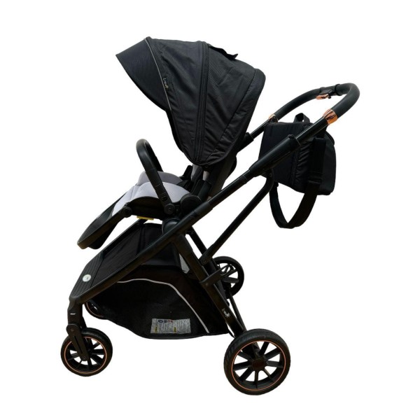 Carucior pliabil, 2 in 1, reversibil, geanta scutece, 6-36 luni, transformabil din landou in parte sport, Colectie Lux, C7-Negru