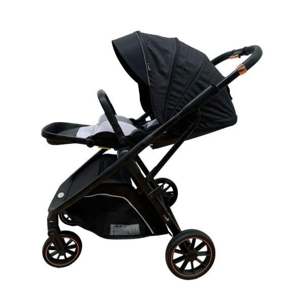 Carucior pliabil, 2 in 1, reversibil, geanta scutece, 6-36 luni, transformabil din landou in parte sport, Colectie Lux, C7-Negru