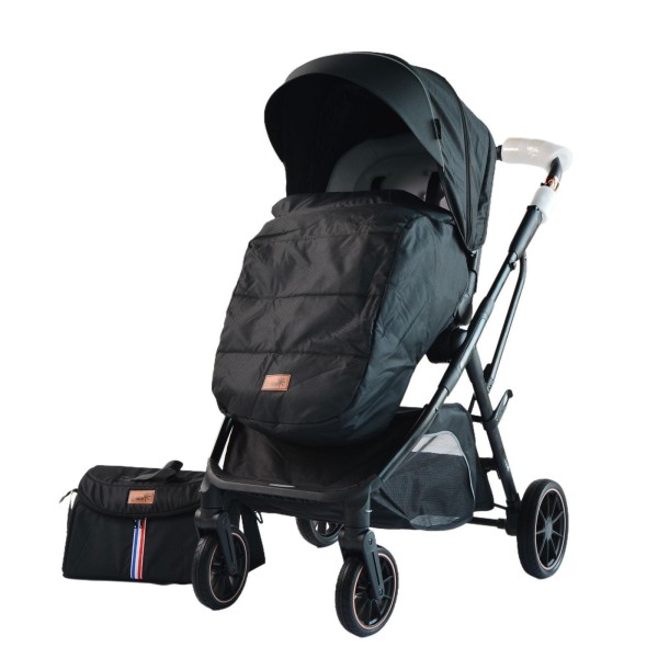 Carucior pliabil, 2 in 1, reversibil, geanta scutece, 6-36 luni, transformabil din landou in parte sport, Colectie Lux, C7-Negru