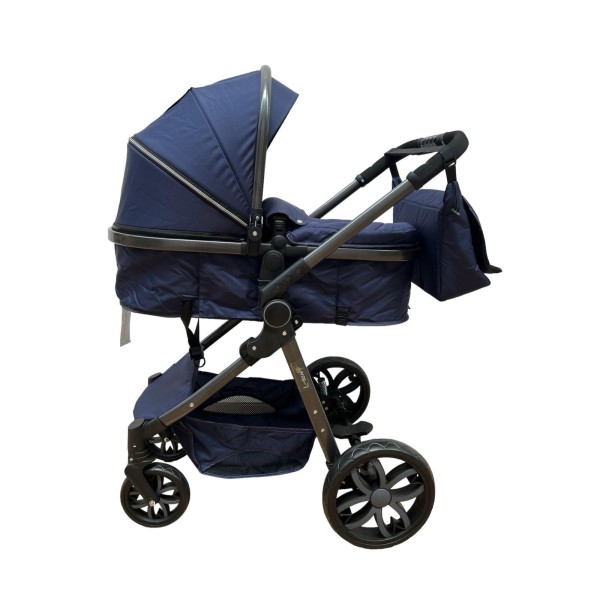 Carucior 2 in 1 Reversibil, Landou si Sport, copertina extensibil, geanta pentru scutece, 0-36 luni, T8-Albastru