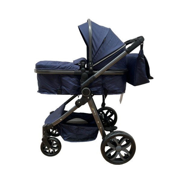 Carucior 2 in 1 Reversibil, Landou si Sport, copertina extensibil, geanta pentru scutece, 0-36 luni, T8-Albastru