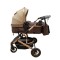 Carucior 2 in 1 pentru copii Landou si Sport, cu maner reversibil si cu suspensii, 0-36 luni, T7-Crem