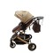 Carucior 2 in 1 pentru copii Landou si Sport, cu maner reversibil si cu suspensii, 0-36 luni, T7-Crem