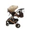 Carucior 2 in 1 pentru copii Landou si Sport, cu maner reversibil si cu suspensii, 0-36 luni, T7-Crem