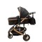 Carucior 2 in 1 pentru copii Landou si Sport, cu maner reversibil si cu suspensii, 0-36 luni, T7-Negru