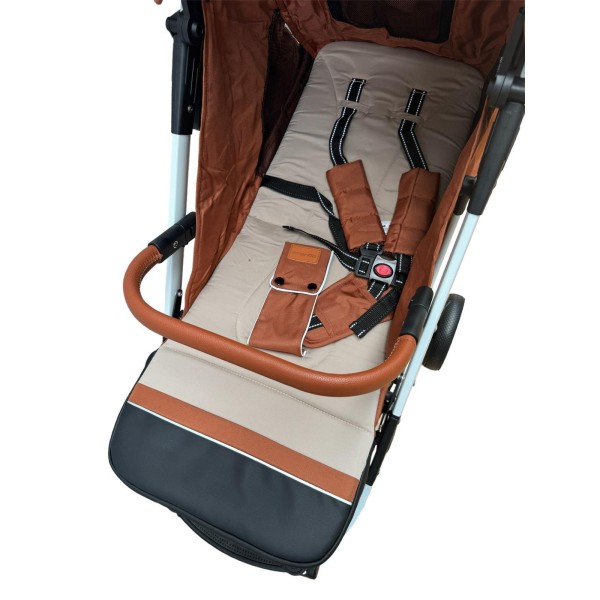 Carucior sport cu geanta si husa pentru picioare, pliere rapida tip troller, 6-36 luni, S2-Maro