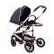 Carucior 2 in 1 transformabil, 0-36 luni, Cu suspensii, Maner reversibil, Pozitie de somn si sezut, colectia de lux, F3-Negru