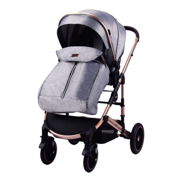 Carucior 2 in 1 transformabil, 0-36 luni, Cu suspensii, Maner reversibil, Pozitie de somn si sezut, colectia de lux, F3-Gri