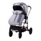 Carucior 2 in 1 transformabil, 0-36 luni, Cu suspensii, Maner reversibil, Pozitie de somn si sezut, colectia de lux, F3-Gri