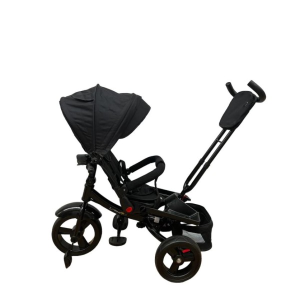 Tricicleta multifunctionala, Roti Din Spuma cu scaun reversibil si pozitie de somn, 8 luni-5 ani, SL02-Negru