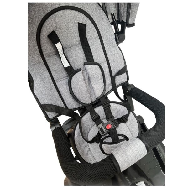 Tricicleta multifunctionala, Roti Din Spuma cu scaun reversibil si pozitie de somn, 8 luni-5 ani, SL02-Gri