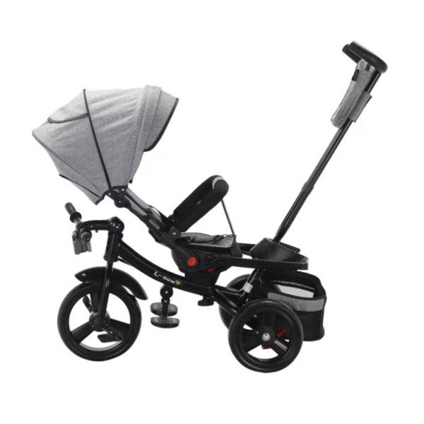 Tricicleta multifunctionala, Roti Din Spuma cu scaun reversibil si pozitie de somn, 8 luni-5 ani, SL02-Gri
