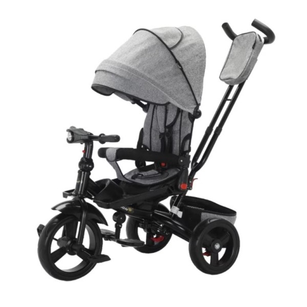 Tricicleta multifunctionala, Roti Din Spuma cu scaun reversibil si pozitie de somn, 8 luni-5 ani, SL02-Gri