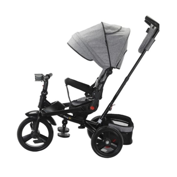 Tricicleta multifunctionala, Roti Din Spuma cu scaun reversibil si pozitie de somn, 8 luni-5 ani, SL02-Gri