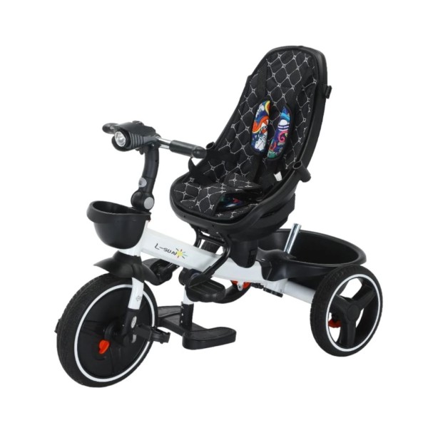 Tricicleta pliabila cu muzica si lumini, cu pozitie de somn si scaun reversibil, Varsta 8 luni+, SL01-Roz