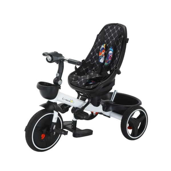 Tricicleta pliabila cu muzica si lumini, cu pozitie de somn si scaun reversibil, Varsta 8 luni+, SL01-Multicolor