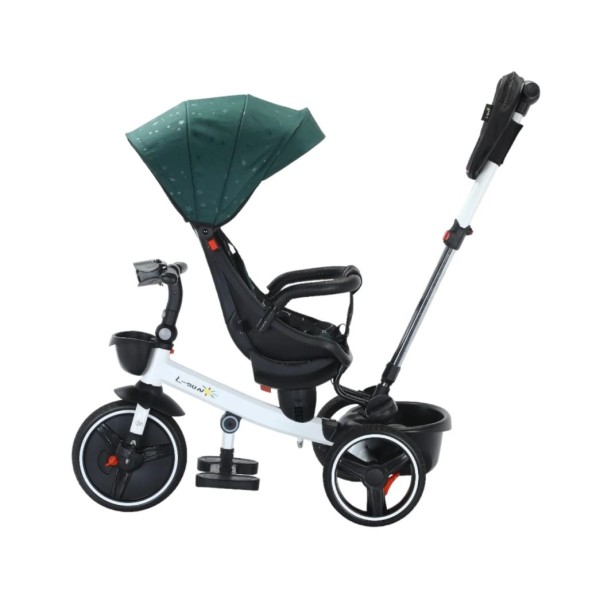 Tricicleta pliabila cu muzica si lumini, cu pozitie de somn si scaun reversibil, Varsta 8 luni+, SL01-Verde