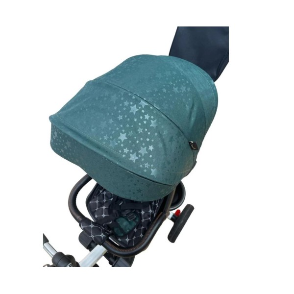Tricicleta pliabila cu muzica si lumini, cu pozitie de somn si scaun reversibil, Varsta 8 luni+, SL01-Verde