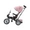 Tricicleta cu scaun reversibil tip moto cu far, pozitie de somn si scaun rotativ, 6-36 luni, lumini si muzica, SL03-Roz
