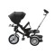 Tricicleta cu scaun reversibil tip moto cu far, pozitie de somn si scaun rotativ, 6-36 luni, lumini si muzica, SL03-Negru