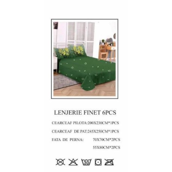 Set Lenjerie Eleganta pentru pat dublu din Bumbac Finet compus din 6 piese, Cearceaf de pat 245x250cm, PW-788 Set Lenjerie Eleganta pentru pat dublu din Bumbac Finet compus din 6 piese, Cearceaf de pat 245x250cm, PW-788