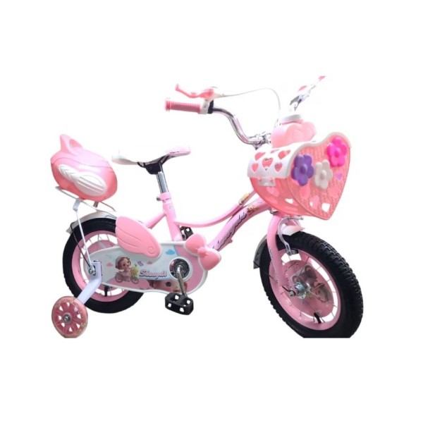 Bicicleta 16 inch pentru copii cu varsta intre 4-6 ani, roti ajutatoare silicon, si cosulet pentru jucarii, portbagaj, ROZ, BN-013 Bicicleta 16 inch pentru copii cu varsta intre 4-6 ani, roti ajutatoare silicon, si cosulet pentru jucarii, portbagaj, ROZ, BN-013