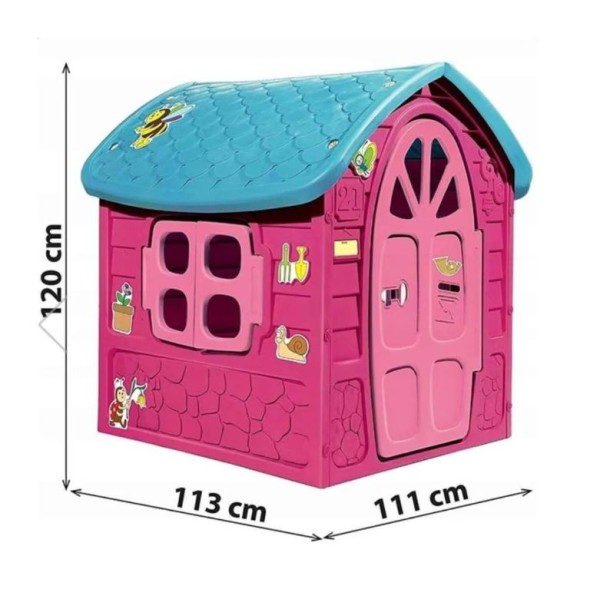 Casuta mare copii plastic roz cu turcoaz 120x111x113cm, LOJ-01 Casuta mare copii plastic roz cu turcoaz 120x111x113cm, LOJ-01