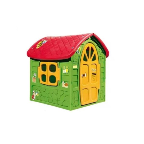 Casuta mare copii plastic Verde cu acoperis rosu 120x111x113cm, LOJ-03